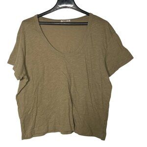 Buck Mason Women's V-Neck T-Shirt Cotton Green Tan Sz XL